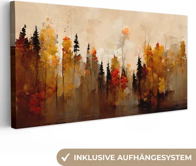 Produktbild von MuchoWow® - Leinwandbilder - Natur - Bäume - Kunst - Braun - Beige, Wandbild, Wanddeko Bilder Wohnzimmer, 40x20 cm