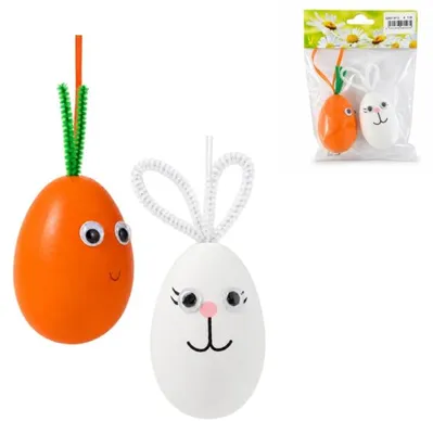 Productafbeelding van Paasei- en wortelhanger 8 cm set van 2