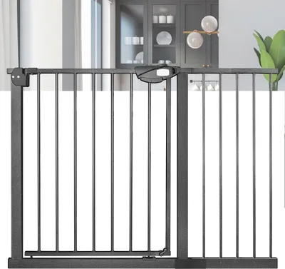 Obrázek produktu pro JOIEYOU schodišťová brána 100 cm dveřní brána bez vrtání N Stop Bezpečnostní dveře a schodišťová brána s automatickým zavíráním dětská bezpečnostní brána dveřní brána psi dětská bezpečnostní brána, pro 105-115 m (černá)