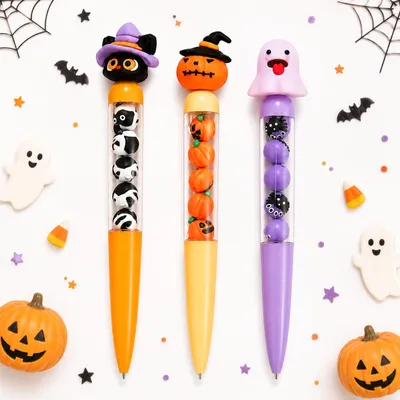 Produktbild von Set mit 3 Halloween-Dekorationen: Kürbis, Geist, Hexe