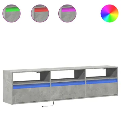 Produktbild von vidaXL TV-Wandschrank mit LED Betongrau 180x31x45 cm