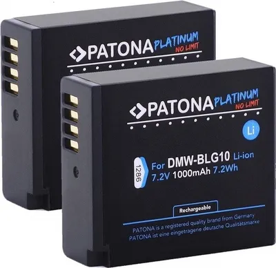 Produktbild von 2x Patona Platinum Akku für Panasonic DMW-BLG10 DMW-BLE9 DMC-GF3 DMC-LX85 DMC-LX100 Lumix