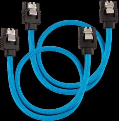 Produktbild von Corsair CC-8900251, 0,3 m, SATA III, SATA 7-pin, SATA 7-pin, Männlich/Männlich, Schwarz, Blau