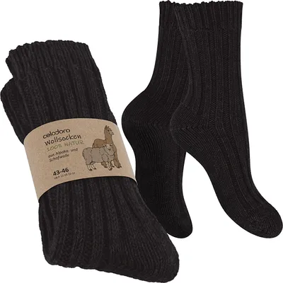 Produktbild von Wintersocken aus Naturwolle – Celodoro – Für Damen und Herren mit Alpaka (1 Paar) – Schwarz