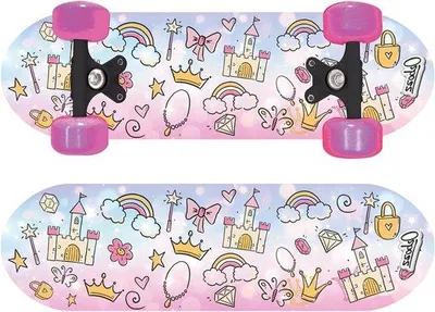 Obrázek produktu pro Skateboard s blikajícími kolečky – 17 palců – princezny