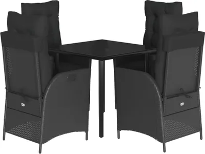 Imagen del producto de vidaXL Juego de mesa de jardín de 5 piezas con cojines, color , fabricado en ratán sintético