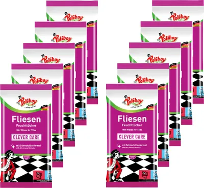 Produktbild von Poliboy Reinigungstücher Fliesen & Steinböden 10er Set - Inhalt 150 Stück, Reinigung Pflege
