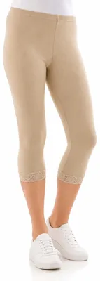 Produktbild von YESET Capri 3/4 Leggings Spitze Baumwolle Damen BEIGE M, KI-generiertes Bild