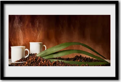 Produktbild von Bild 60x40 MDF-Rahmen Wandkunst Tassen Kaffeebohnen Küche