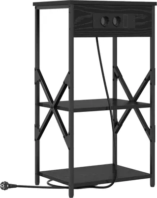 Produktbild von Nachttisch Schwarz Eichen-Optik 41 x 31 x 76 cm Holzwerkstoff