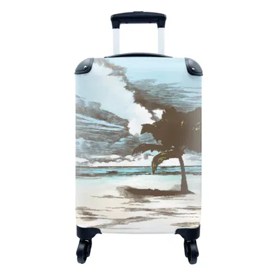 Produktbild von MuchoWow® Koffer Handgepäck Trolley Rollkoffer Kleine Reisekoffer mit 4 Rollen - Palme - Strand - Meer - Cabin Size < 55x40x23 cm & 55x40x20 cm - Fotokoffer - Kabinenkoffer - Boardgepäck - Reise-Box - Reisekoffer - Reisegepäck - Koffer mit Bild - Trolley für Kinder