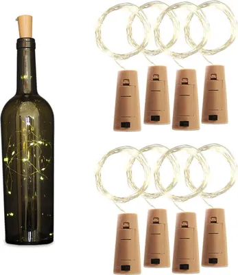 Immagine prodotto di Set di 8 tappi a LED per bottiglie, luci colorate, catena luminosa, illuminazione per bottiglie, tappi per bottiglie, illuminazione per bottiglie
