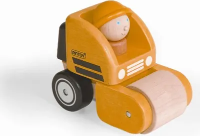 Produktbild von Pintoy, Mini-Straßenwalze mit Figur, Holz, 10cm