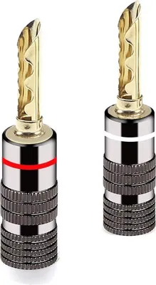 Obrázok produktu pre Pár 4mm banánových zástrčiek BFA, pozlátené, pre kábel max. 4 mm2 - 2 skrutky