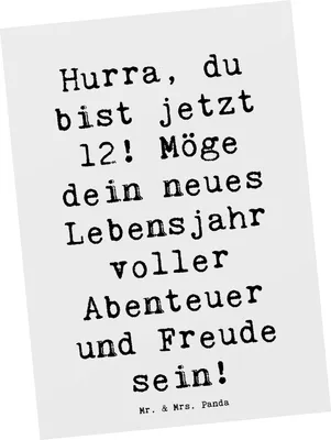 Produktbild von Mr. & Mrs. Panda Postkarte Spruch 12. Geburtstag - Weiß - Geschenk, besonderer Tag, Geburtstagsfeier, Postkarten, Ansichtskarte, Ansichtskarten, Grußkarte, Happy Birthday