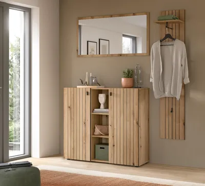 Produktbild von Garderoben-Set >Station< in Evoke Oak - 157x192x37cm (BxHxT)