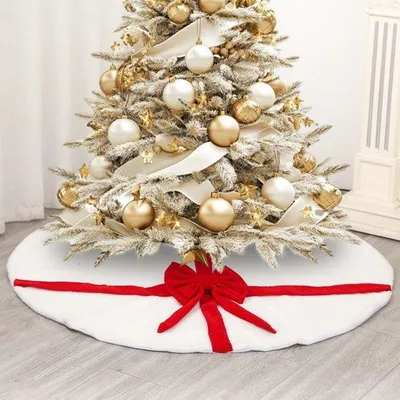 Produktbild von 120 cm Plüschkerzenbaum mit Schleife, Weihnachtsdekoration und Dekorationsstück (Stil 1)