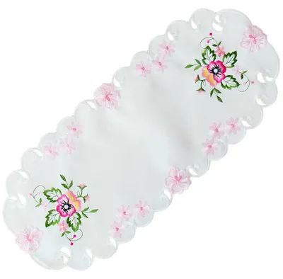 Produktbild von Tischläufer ELKE Stiefmütterchen rosa Polyester 30 x 70 cm oval