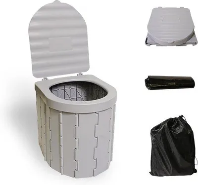 Produktbild von Klappbares tragbares Toilettensystem für Camping und Reisen - Grau