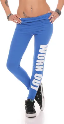Produktbild von Damen Sport Leggings Baumwolle Stretch Slim Fit EU Blau S/36
