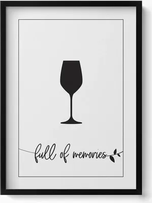 Produktbild von Inschrift für Küche und Esszimmer „Voller Erinnerungen“– Wandbild mit Rahmen – Gerahmtes Bild  – Wanddekoration – 50x70 cm –  Schwarz Rahmen