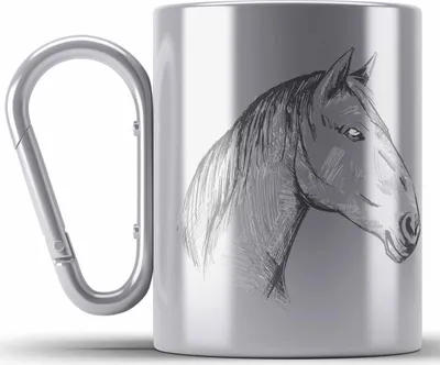Produktbild von Pferde Edelstahl Tasse Karabiner Lustig Reiterin Geschenk Pferde Geschenke Mädchen Pferdeliebhaber (Silber)