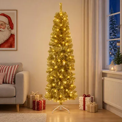 Obrázek produktu pro Umělá štíhlá vánoční stromek, výška 180 cm, 300 LED diod