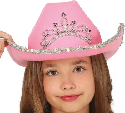 Immagine prodotto di Cappello da cowboy bambini rosa scintillante Carnevale Accessorio Costume Festa Travestimento Principessa Occidentale, Colore: Rosa