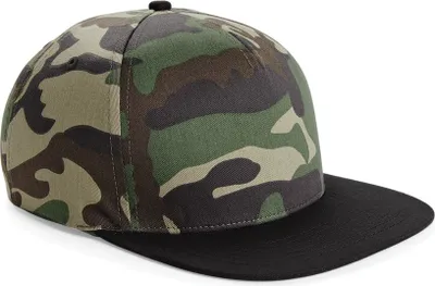 Produktbild von Beechfield Camouflage Retro Baseball-Kappe mit Tarnmuster (2 Stück/Packung) RW6723 (Einheitsgröße) (Grünes Tarnmuster/Schwarz)