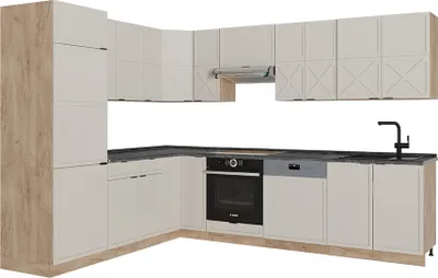 Produktbild von Eckküche Vicco Fame-Line GrauBeige/Goldkraft Eiche 227 x 60 cm , AP Anthrazit, Model 50497
