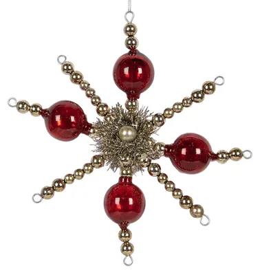 Image de Clayre & Eef Pendentif de Noël 18x3x18 cm rouge verre