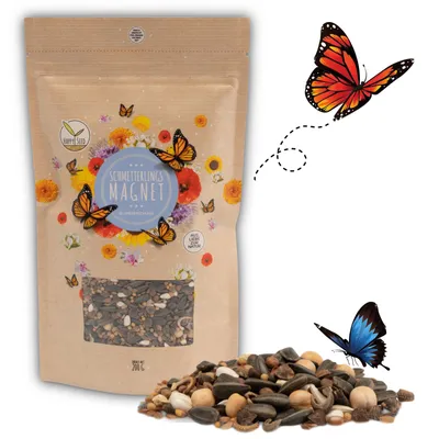 Produktbild von Schmetterlingswiese Samen für eine bunte Blumenwiese - Farbenfrohe & nektarreiche Wildblumensamen für Schmetterlinge 200g (Für min. 100m²)