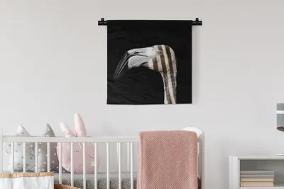 Produktbild von MuchoWow® Wandteppich Wandbehang Flamingo - Schnabel - Linie 60x60 cm Tapisserie Dekoration Wandtuch - Dekorationen - Wand Decke