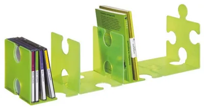 Produktbild von CD/Buchstütze Puzzle im 2er-Pack transluzent grün Packung mit 5 Stück
