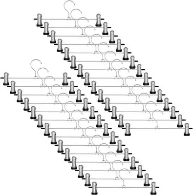 Produktbild von Hosenbügel-Set, 30 Stück - 28,5 cm - Edelstahl mit Clips - Platzsparend - Vemera