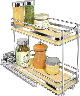 Immagine prodotto di Scaffale a cassetti a due ripiani in legno e cromo