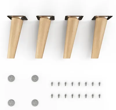 Produktbild von 4x sossai Holzfüße rund - schräge Ausführung 15cm Buche Öl-Finish