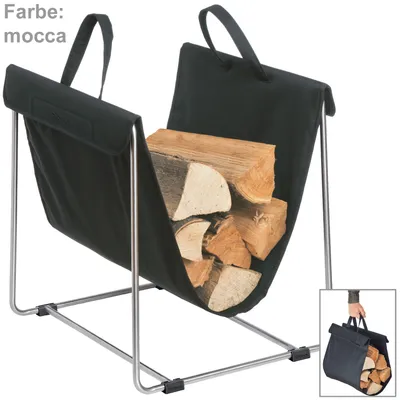Produktbild von Blomus Holztrage MADRA, Textil mocca mit Edelstahl matt kombiniert