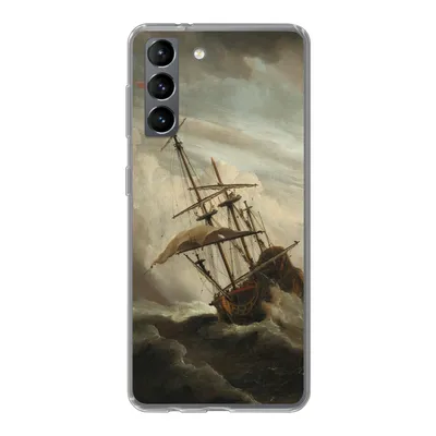 Produktbild von MuchoWow® Handyhülle Schutzhülle Hülle für Samsung Galaxy S21 Ein Schiff auf offener See während eines Sturms - Gemälde von Willem van de Velde Silikon Softcase Handy Hülle - Softcase