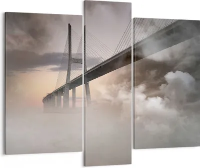 Produktbild von Bild auf Leinwand - Leinwandbild - Brücke Nebel Wasser - 95x80cm - Wand Bild - Wanddeko - Wandbilder - Leinwanddruck - Bilder - Kunstdruck - Wanddekoration - Leinwand bilder - Wandkunst - CB95x80-3525