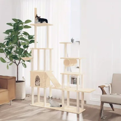 Immagine prodotto di Albero per gatti - Tiragraffi - Torre giochi - Struttura per arrampicata - Albero per gatti - Altezza: 279 cm - Struttura in legno robusta