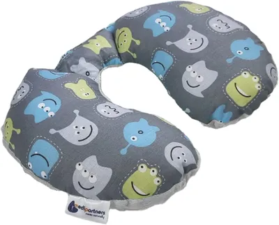 Produktbild von Nackenstütze nackenkissen baby reisekissen Baumwolle/Minky Kreaturen mit grauen Minky