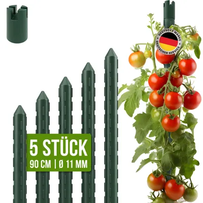 Produktbild von TTL GARDEN Rankstäbe 5er Set 90cm 11mm Pflanzenstütze grün Stahl