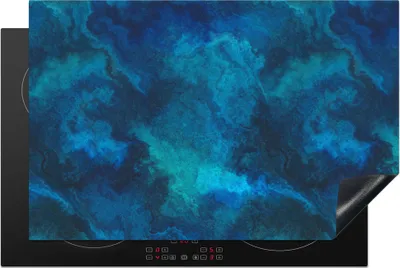 Produktbild von KitchenYeah© Herdabdeckplatte Muster - Farbe - Abstrakt - Blau , 80x52cm, Küche Deko, Glaskeramikkochfeld Herdabdeckung, Abdeckplatte fùr Kochfeld