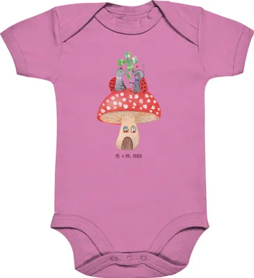 Produktbild von Mr. & Mrs. Panda babykleidung body Marienkäfer Fliegenpilz 1. - 3. Monat - Bubble Gum Pink - Geschenk, Zuhause, Babybody, Fleigenpilzhaus, Strampler Baby, Lustige Sprüche