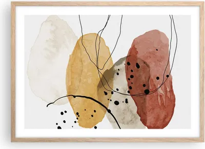Produktbild von Gerahmtes Poster - Rahmen in heller Eiche - Aquarell Abstraktion Formen - 70x50 cm - Wand Bild - Wanddeko - Wandbilder - Kunstposter - Wandposter - Bilderrahmen - Bilder - Kunstdruck - P2NAA70x50-4658
