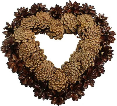 Produktbild von Zapfenherz flach Ø30cm - Kieferzapfen Dekoration, Adventskranz, Tischdeko, Grabschmuck