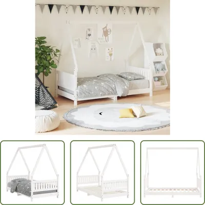 Image de The Living Store Lit d'enfant blanc 80x160 cm pin massif