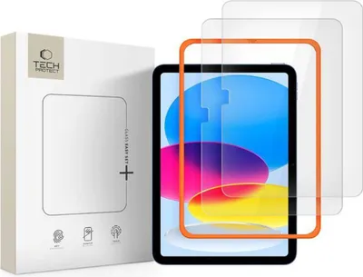 A product shot showing the packaging and the product itself, with an orange frame highlighting the screen protector.