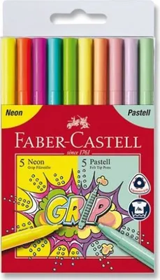 Obrázek produktu pro FABER-CASTELL Grip Filzstift Neon + Pastell 10er Etui